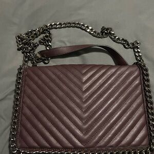 Aldo Quilted Chevron Chain Shoulder Bag - Plum